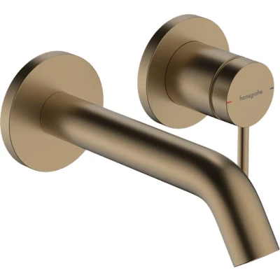 Afbeelding van hansgrohe Tecturis S ééngreeps wastafelkraan inbouw voor wandmontage, met uitloop 16,5 cm Brushed Bronze