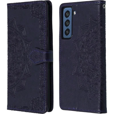 Afbeelding van iMoshion Hoesje Geschikt voor Samsung Galaxy S21 FE Met Pasjeshouder Mandala Bookcase Paars
