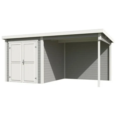 Afbeelding van Tuinhuis Finn 450x250 cm Platinum Grey wit Gecoat