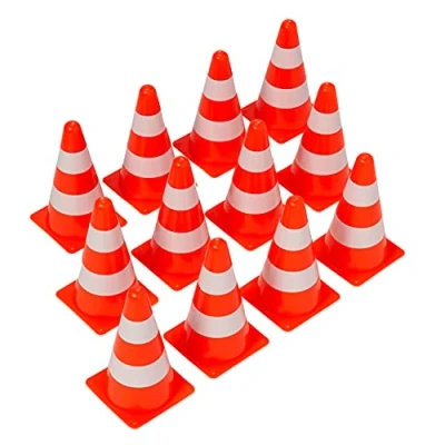 Afbeelding van BRAMBLE 12 Veiligheidskegels (23cm) Pionnen, Verkeerskegels, Pilonnen Reflecterend PVC, Oranje voor Parcours, Sport, Voetbaltraining, Markering, Verkeer