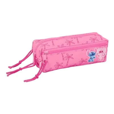 Afbeelding van Pennenetui met 3 vakken Lilo &amp; Stitch Chill Roze Munt 22 x 8,5 6 cm