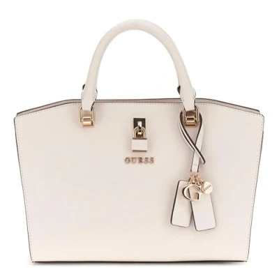 Afbeelding van GUESS Handtas Schoudertas Queensland Luxury Satchel Cream White / Taupe Beige