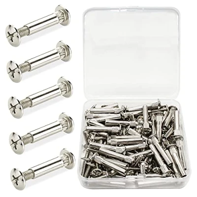 Afbeelding van GIAK 100 stuks meubelverbindingsschroeven M4 x 31 40 mm vernikkeld staal voor meubelverbinding, kastconnector