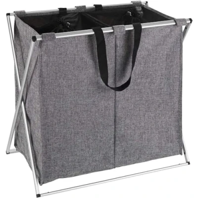 Afbeelding van WENKO Wasmand Duo Grijs gemêleerd Inhoud: 120 l, Polyester, 59 x 57 38 cm,
