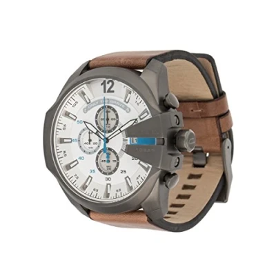 Afbeelding van Diesel Chief Series Herenhorloge, chronograaf uurwerk met band in siliconen, roestvrij staal of leer, Bruin en wit, Klassiek