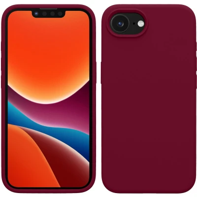 Afbeelding van kwmobile telefoonhoesje geschikt voor Apple iPhone 16e Hoesje met siliconen coating Smartphone case in rabarber rood