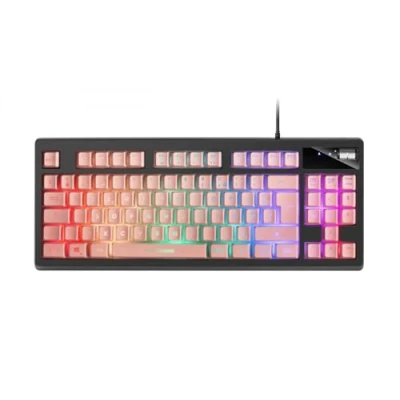 Afbeelding van Mars Gaming MKAXPFR TKL Compact toetsenbord H Mech, RGB verlichting met 9 effecten, polssteun van gel, roze, taal Frans
