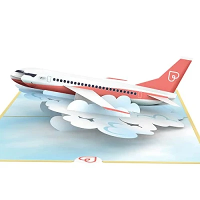 Afbeelding van papercrush® Vliegtuig pop upkaart 3D vakantievoucher voor vliegreizen, cadeaukaart of vliegticketverpakking, geldcadeau reiskoffer en vakantiegeld, afscheidscadeau