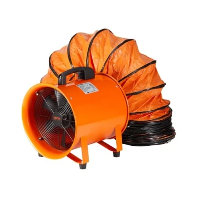 Afbeelding van VEVOR Afzuigventilator, 300 W, afvoerventilator, industrieel, 254 mm, afzuigslang, 10 m, luchtvolume, 2922 m3/h, 2 versnellingen, voor afzuiging, stof, rook, huis