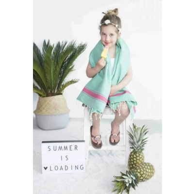 Afbeelding van Kids Hamamdoek Turquoise Pink van Call it Fouta!