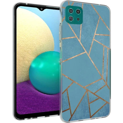 Afbeelding van iMoshion hoesje Geschikt voor Samsung Galaxy A22 (5G) Siliconen Design Blauw / Meerkleurig Goud Blue Graphic