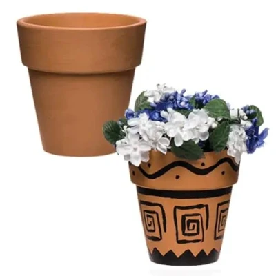 Afbeelding van Baker Ross AR459 terracotta bloempotten, set van 4, keramische plantenbakken voor kinderen om te schilderen, decoreren en STEM leeractiviteiten