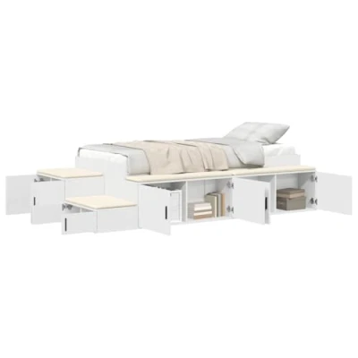 Afbeelding van vidaXL Opslag Bed Wit Bewerkt Hout 90 x 190 cm Frame