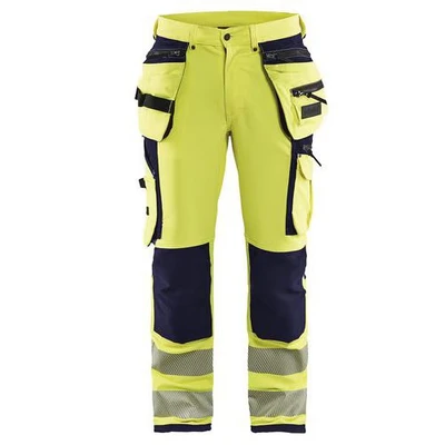 Image de Pantalon stretch 4D haute visibilité jaune fluorescent/marine