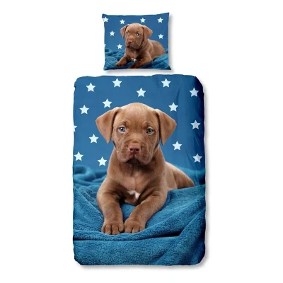 Afbeelding van Kinderdekbedovertrek Pup Katoen Dieren Blauw Good Morning Ga naar Dekbed Discounter.nl &amp; Profiteer Nu