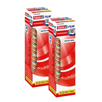 Afbeelding van tesa Transparante folie, bureaubox (10m x 19mm, transparant, 2x8 rollen)