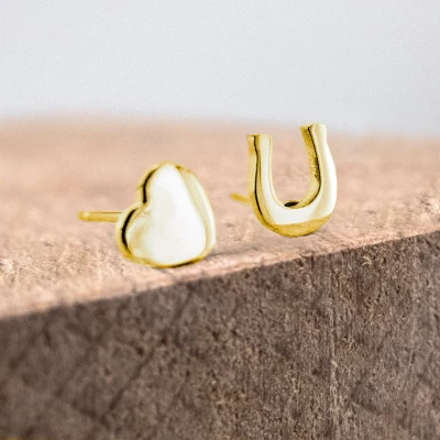 Image de Ponytail&amp;Co Boucles d&#039;oreilles Fer à cheval &amp; Coeur Or