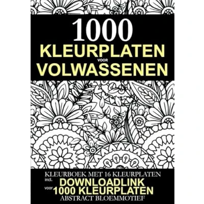 Afbeelding van Kleurplaat voor Volwassenen 1.000 Downloadbare Kleurplaten: Abstract Bloem Motief