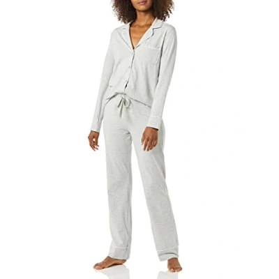 Image de Amazon Essentials Ensemble Pyjama Avec Chemise À Manches Longues, En Coton Et Textile Modal (Grandes Tailles Disponibles) Women&#039;s, Gris Chiné, XXL Grande taille