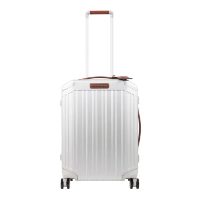 Afbeelding van Piquadro Alu Slim 4 Wheel Cabin Trolley grigio / cuoio Harde Koffer