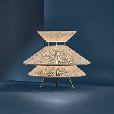 Afbeelding van FRANDSEN Kiku tafellamp, wit, hoogte 30 cm, metaal/linnen