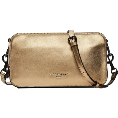 Afbeelding van LIEBESKIND BERLIN Leren Schoudertas Metallic Foil Clarice Crossbody Bag Gold Goudkleurig