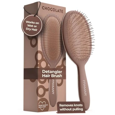 Afbeelding van FRAMAR Chocolade ontwarrende haarborstel, natte haarborstels voor dames, haaraccessoires, haarborstel Cepillos para cabello, vermindert breuk, borstel