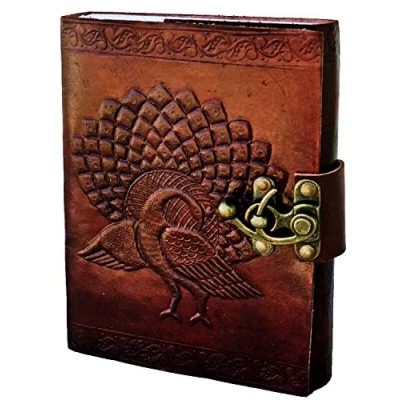 Afbeelding van OVERDOSE Peacock Handgemaakt Antieke Dagboek voor Studenten Kantoor Reiscadeau Notitieboek Leer Schetsboek Tekening Grootte 12 x 17 cm