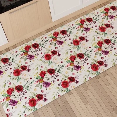 Afbeelding van Petti Artigiani Italiani keukenmat, antislip en wasbaar, 52 x 80 cm, bloemenpatroon 07, 100% Made in Italy