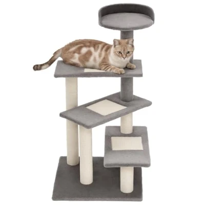 Afbeelding van PawHut Klimboom 5 lagen kattenboom speelboom kattenkrabboom trap sisal beige D30 183