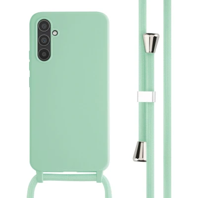 Afbeelding van iMoshion hoesje Geschikt voor Samsung Galaxy A34 (5G) met koord Siliconen Mintgroen