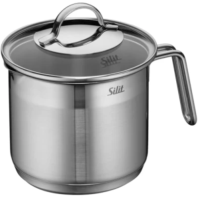 Afbeelding van Silit 2132237570 melkkannetje met deksel, roestvrij staal, zilverkleurig, 14 cm