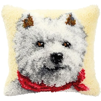 Afbeelding van Smyrna knoopkussen hond met strik 0014148
