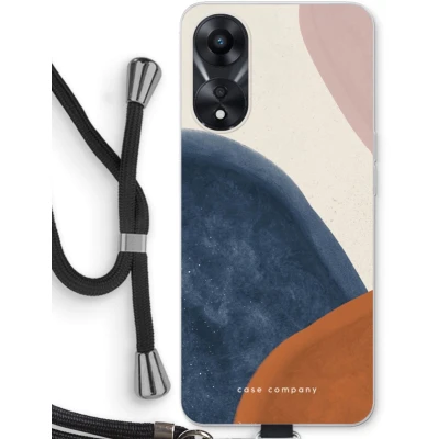 Afbeelding van Case Company® hoesje met Koord geschikt voor Oppo A78 5G Geo #1 Telefoonhoesje Zwart Bescherming aan alle Kanten en Over de Schermrand