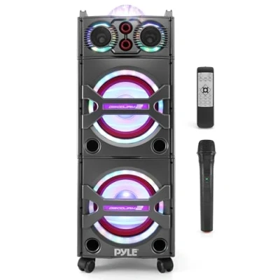 Afbeelding van Pyle Bluetooth Luidsprekersysteem draagbare luidspreker met wielen 2000 W actieve outdoor speaker microfooningang feestverlichting USB SD kaart AUX/RCA/FM radio PSUFM1043BT