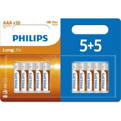 Afbeelding van Philips Longlife AAA batterijen 5+5 blisterverpakking