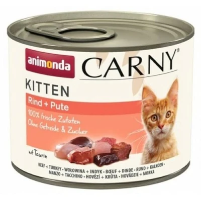 Afbeelding van 12x200g Kitten Rund en Kalkoen animonda Carny Kattenvoer