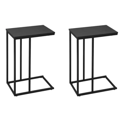 Afbeelding van WOLTU Set van 2 bijzettafels metaal en MDF, 45 x 25 63,5 cm, zwart, TSG17sz