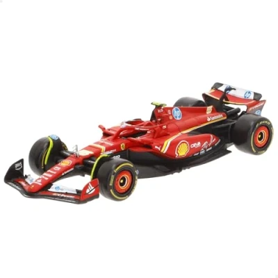 Image de Burago Ferrari SF 24 Charles Leclerc #16 2024 Modèle réduit réaliste à l&#039;échelle 1:43, piloté par Leclerc, licence officielle Ferrari, âge recommandé : 3 ans et plus