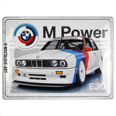 Afbeelding van Metalen Wandbord BMW Motorsport M Power E30 30 x 40 cm Reliëf