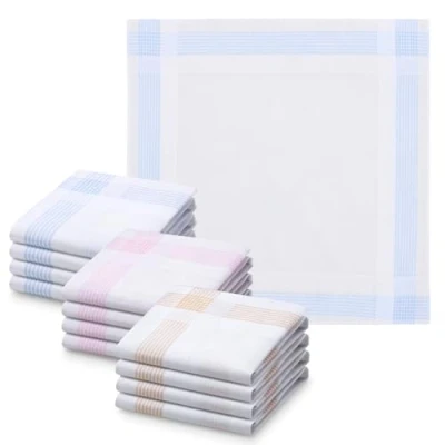 Afbeelding van JEMIDI Dameszakdoeken 100% katoen 30 x cm Set van 12 Herbruikbare zakdoeken voor volwassenen In wit