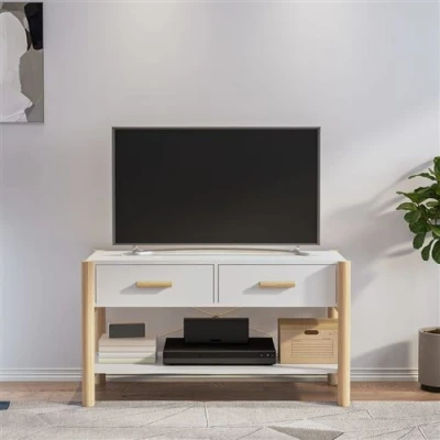 Afbeelding van Tv meubel 82x38x45 cm bewerkt hout wit