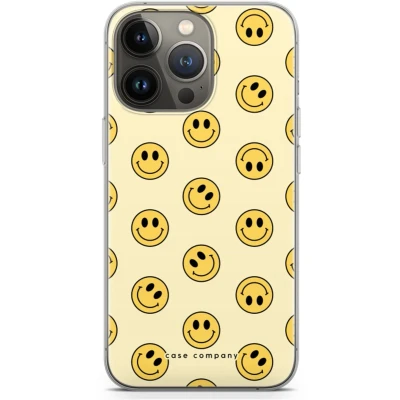 Afbeelding van Case Company® hoesje geschikt voor iPhone 13 Pro Smiley N2 Soft Cover Telefoonhoesje Bescherming aan alle Kanten en Schermrand