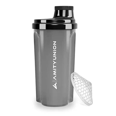 Afbeelding van Protein Shaker 700 ml &quot;Heaven&quot; waterdicht, BPA vrij met klikzeef en weegschaal voor romige wei shakes, fitnessbekers isolaten sportconcentraten, origineel in zwarte rook