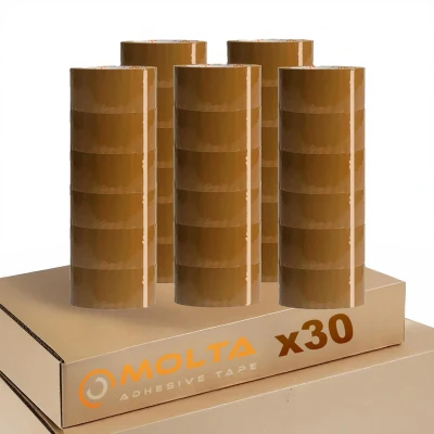 Afbeelding van MOLTA STANDARD BRUINE pakkettape 48 mm x 100 m Pakketplakband Kartontape Verpakkingstape voor pakketten en dozen 30 Rollen ACRYLIC