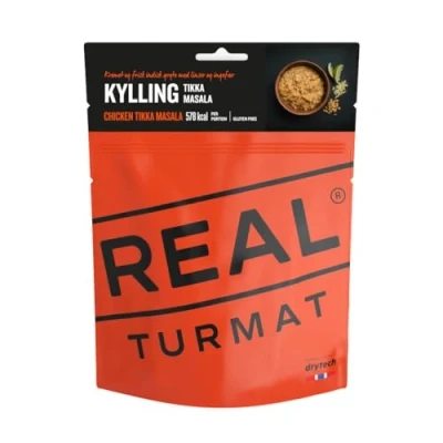 Afbeelding van Drytech Real Turmat Chicken Tikka Masala vriesdroogmaaltijd outdoorfood trekking maaltijd 578Kcal