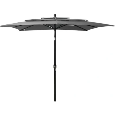 Afbeelding van Parasol 3 laags met aluminium paal 2,5x2,5 m antracietkleurig