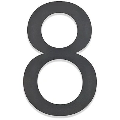 Afbeelding van Hopelit Huisnummer, huisnummer antraciet RAL 7016, antracietgrijs, fijne structuur gepoedercoat, roestvrij staal, hoogte 20 cm, lettertype Arial nummer 8