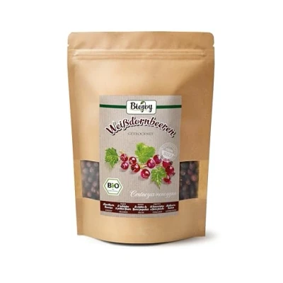 Afbeelding van Biojoy Meidoornbessen met kleine bloemen BIO (500 g), heel, meidoornthee (Crataegus monogyna)