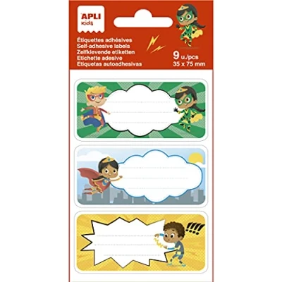 Afbeelding van APLI Kids 19019 schoollabels Super Heroes 3 verschillende ontwerpen 9 etiketten